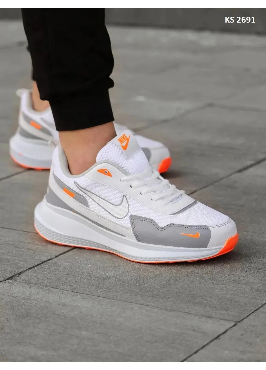 Білі кросівки чоловічі nike white orange найк білі демісезон No Brand