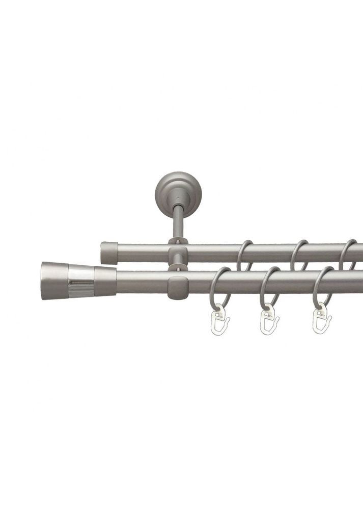 Карниз Валео металлический двухрядный открытый гладкая труба Сатин 19\16 мм 160 см (00-00013692) ORVIT (300280488)