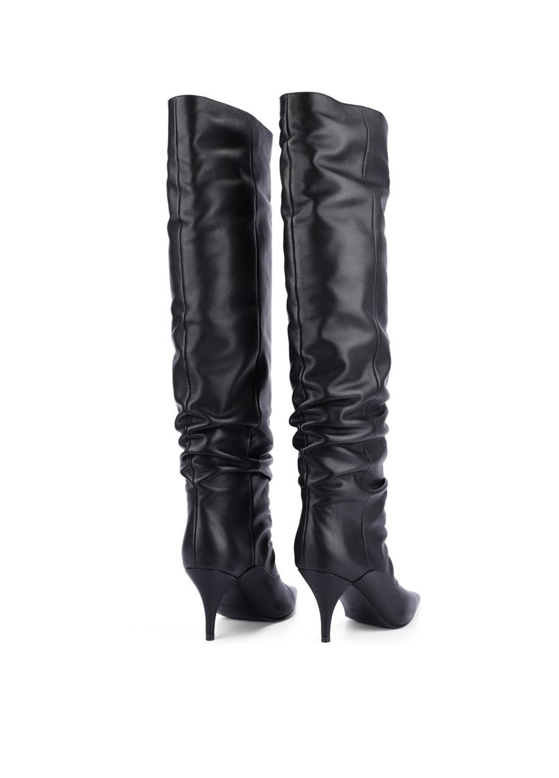 Черные осенние женские ботфорты 206-24205-705 черный кожа MIRATON