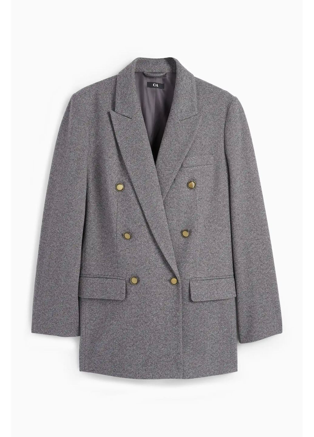 Серый женский пиджак оверсайз C&A однотонный - всесезон