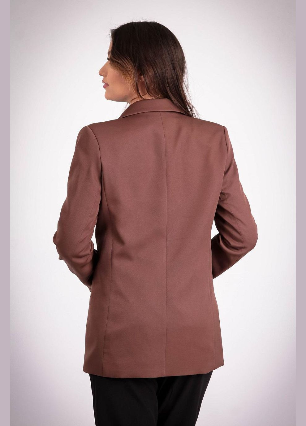 Піджак подовжений жіночий 029 креп коричневий Актуаль (278783454)
