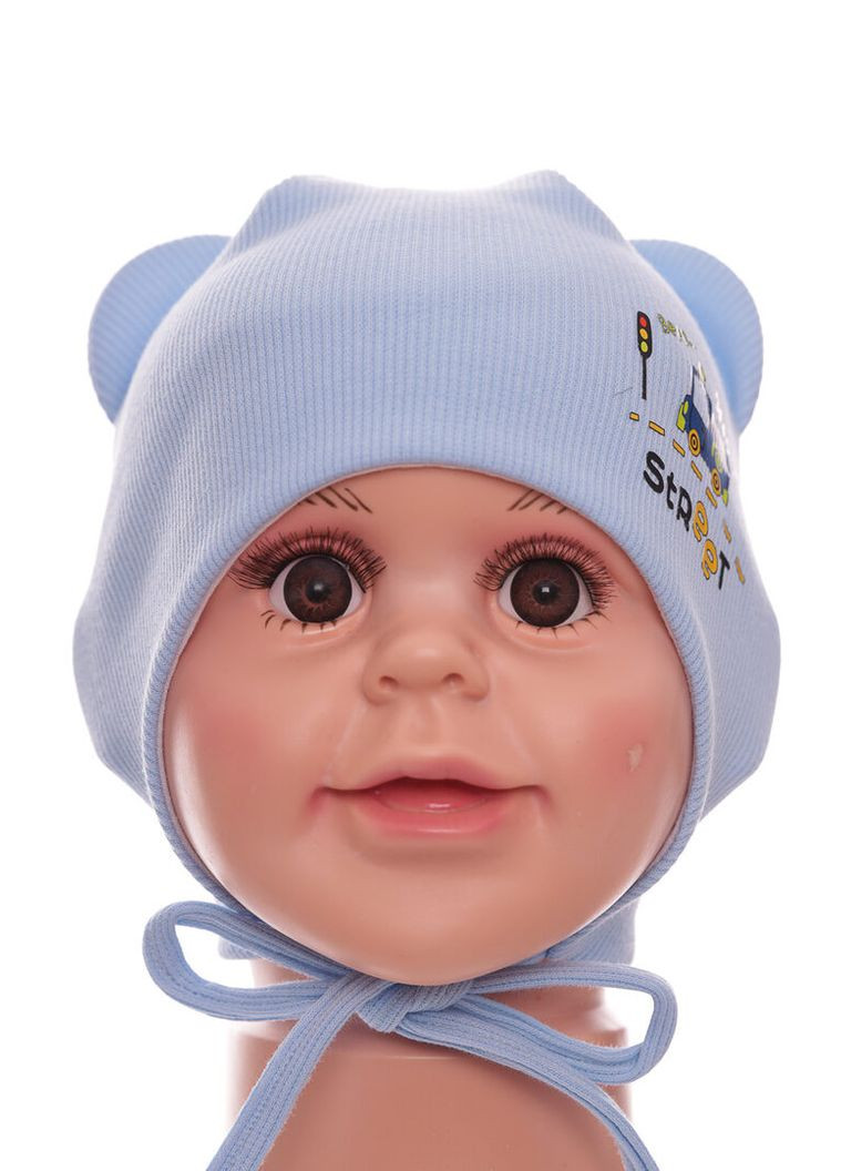 Шапка в рубчик для мальчика на трикотаже Street голубая 3м+ (50984) BABYKROHA (323469577)