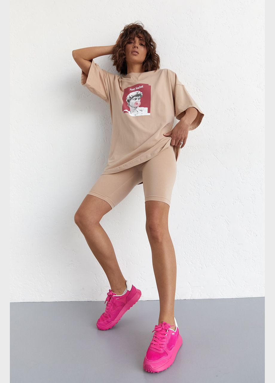 Женский костюм с футболкой oversize и велосипедками Liton (296909011)