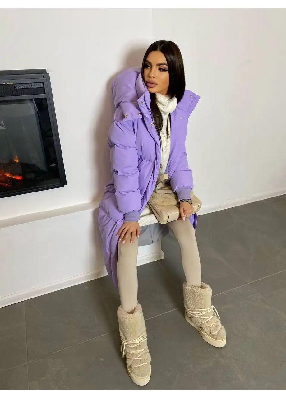 Сиреневый зимний Пуховик No Brand