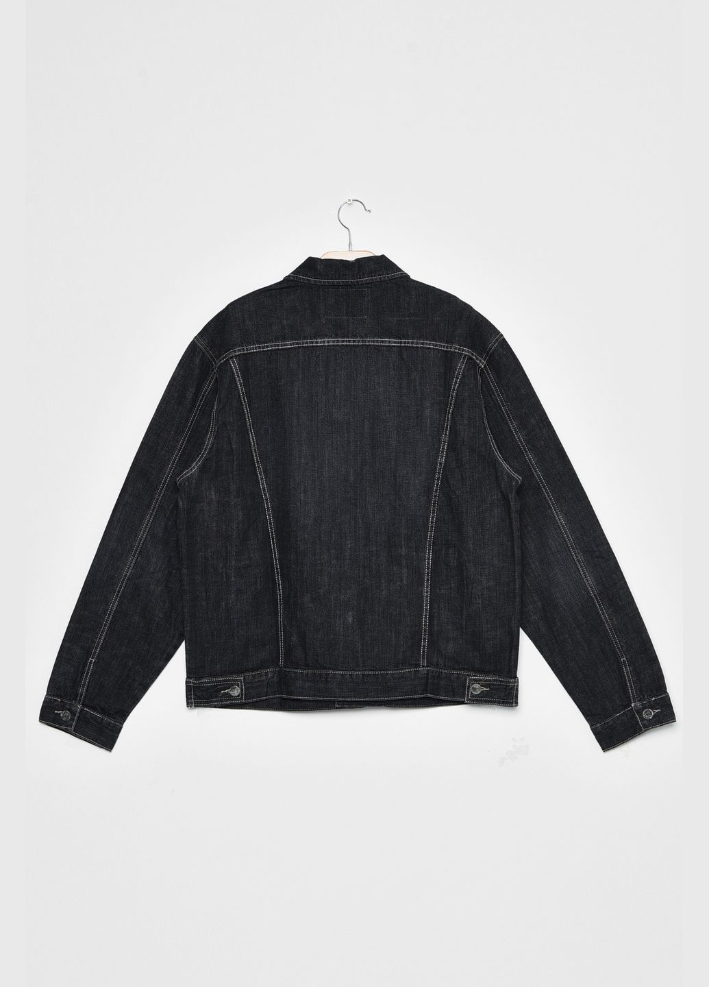 Піджак чоловічий батальний джинсовий чорного кольору Let's Shop (276835933)