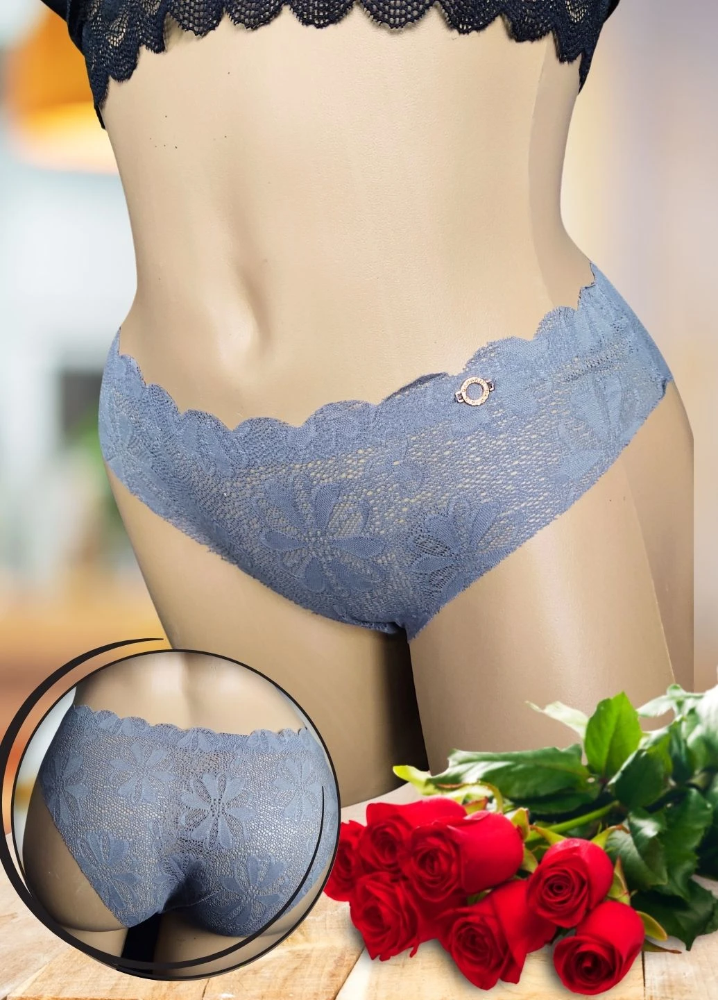 Кружевные трисики-слип Danskin Intimates Blue (7470) FS (313031933)