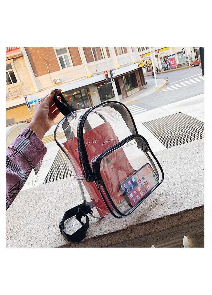 Рюкзак жіночий прозорий з чорними краями No Brand (306709593)