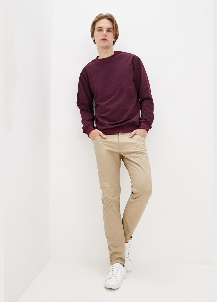 Бордовий чоловічий світшот з еластичними манжетами (hb291457) HiBrand без декору (347767374)