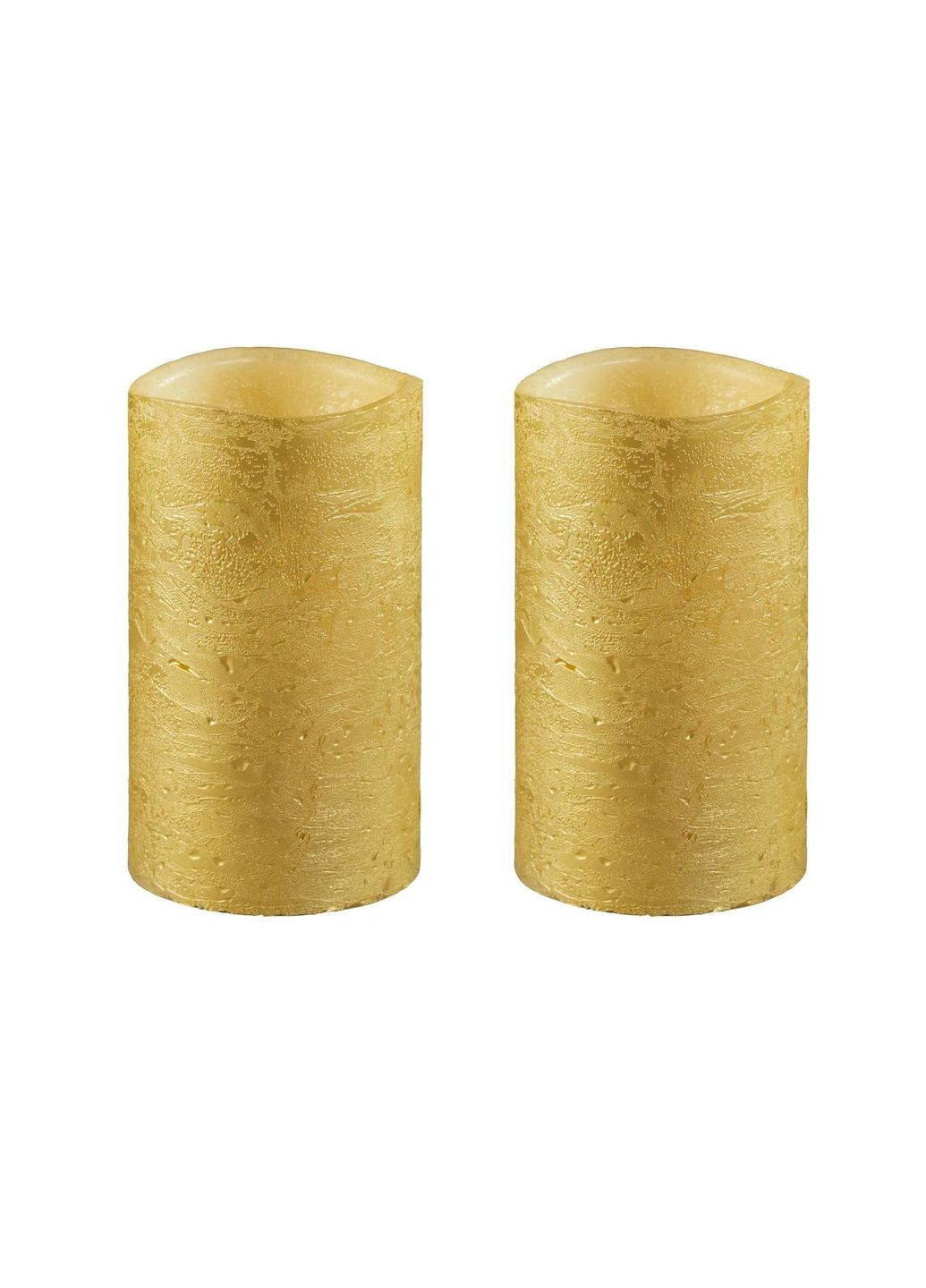 Восковые LED золотые свечи, 2 шт Ø 7,5 х 12,5 см, беспламенные, тушение возгорания задаванием Livarno home (329058772)