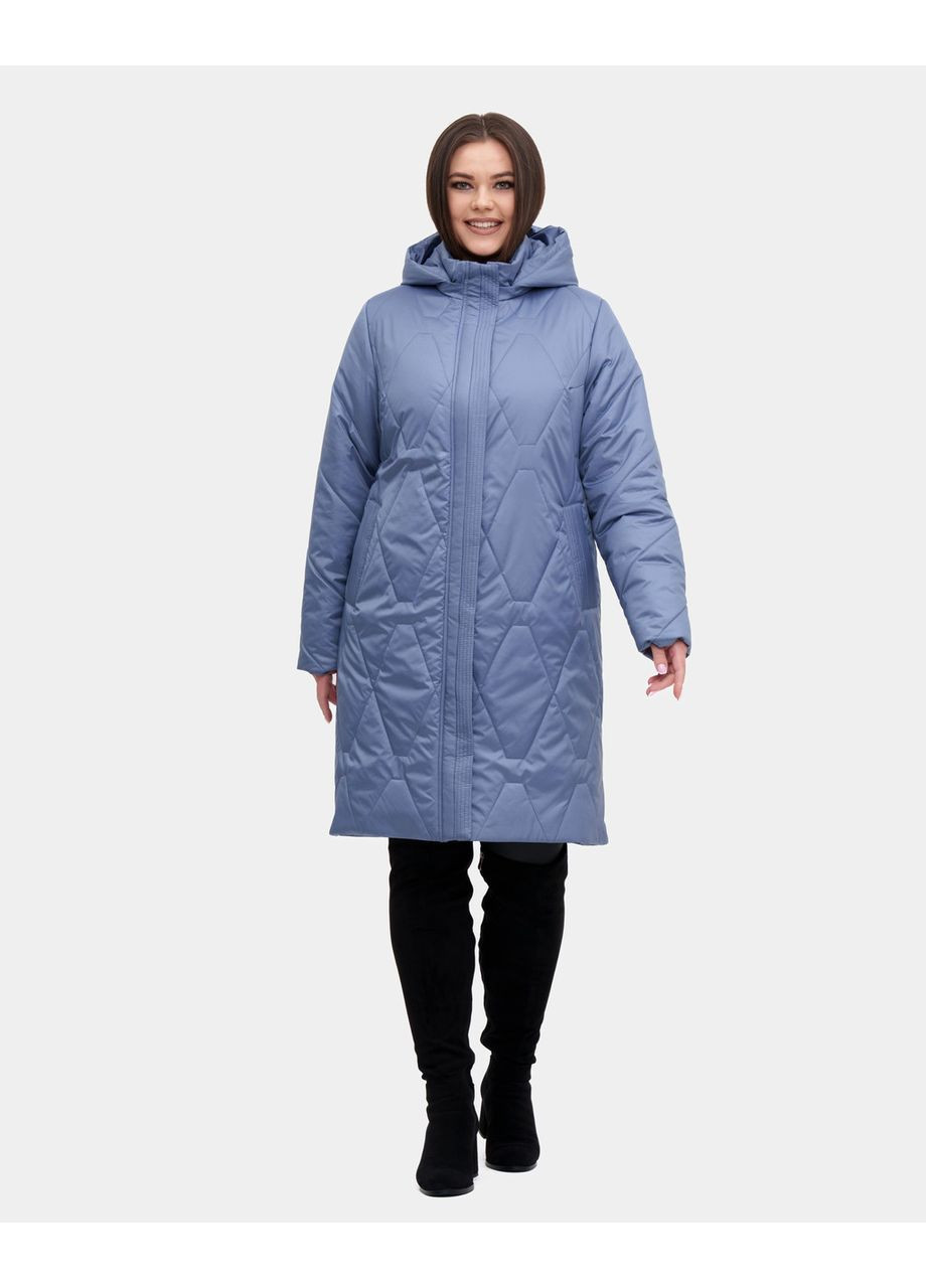 Голубая демисезонная женская длинная куртка больших размеров Liardi