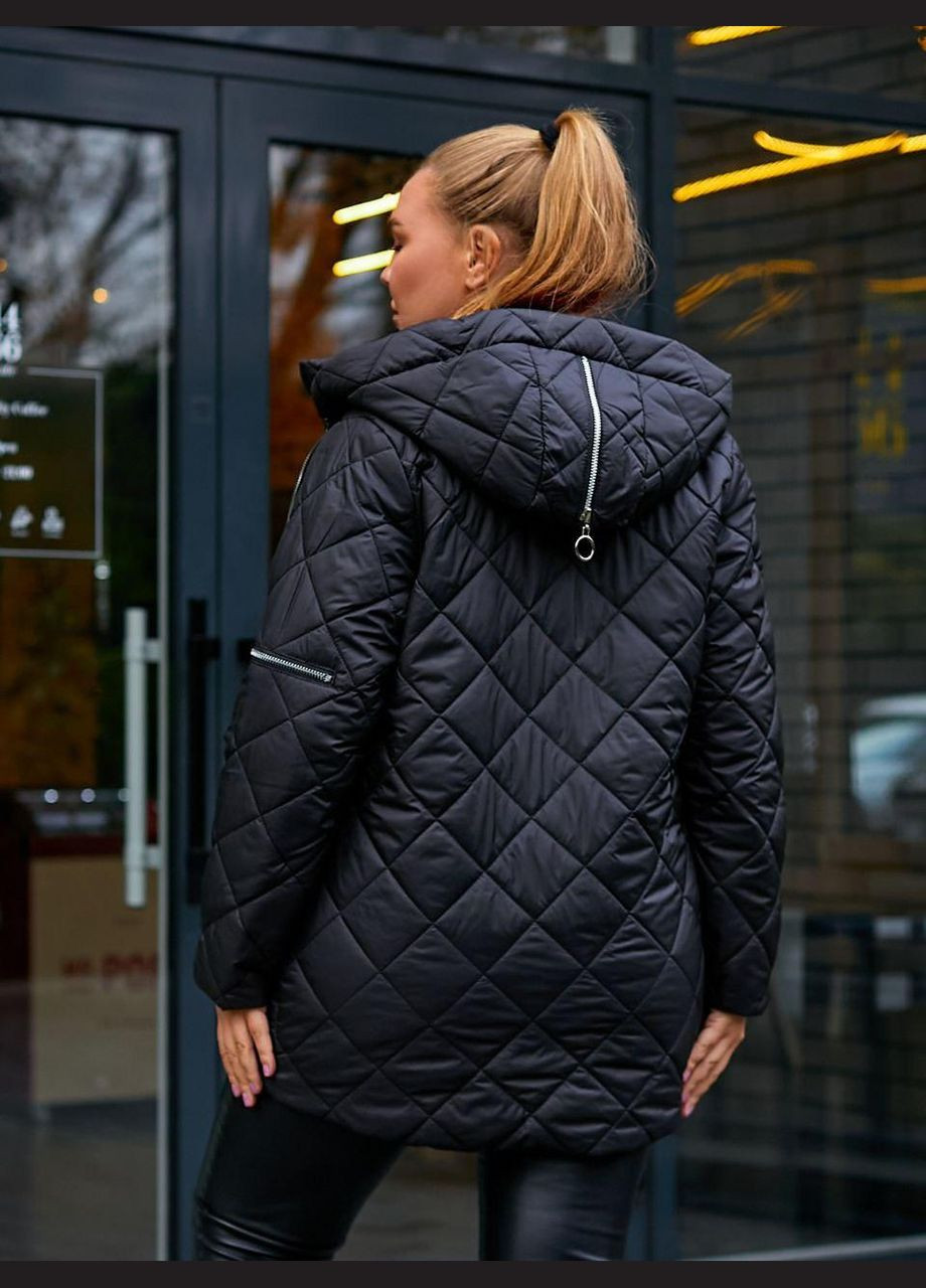Черная зимняя куртка женская зимняя батальная sf-127 тепло и стильно черный, 58-60 Sofia