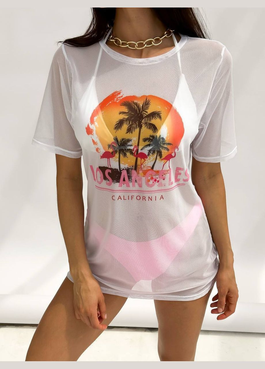 Светло-розовый летний купальник женский на завязках с парео раздельный Domino Купальник роздільний з сіткою