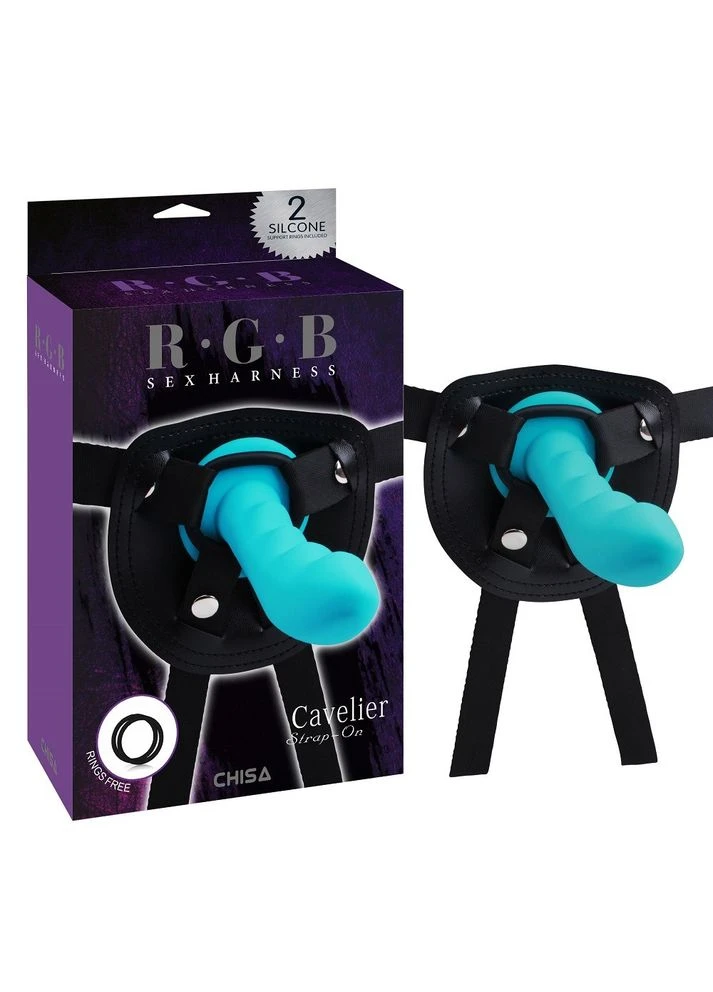 Жіночий страпон R.G.B Sex Harntss Cavelier з фалоімітатором блакитного кольору Chisa (383119835)