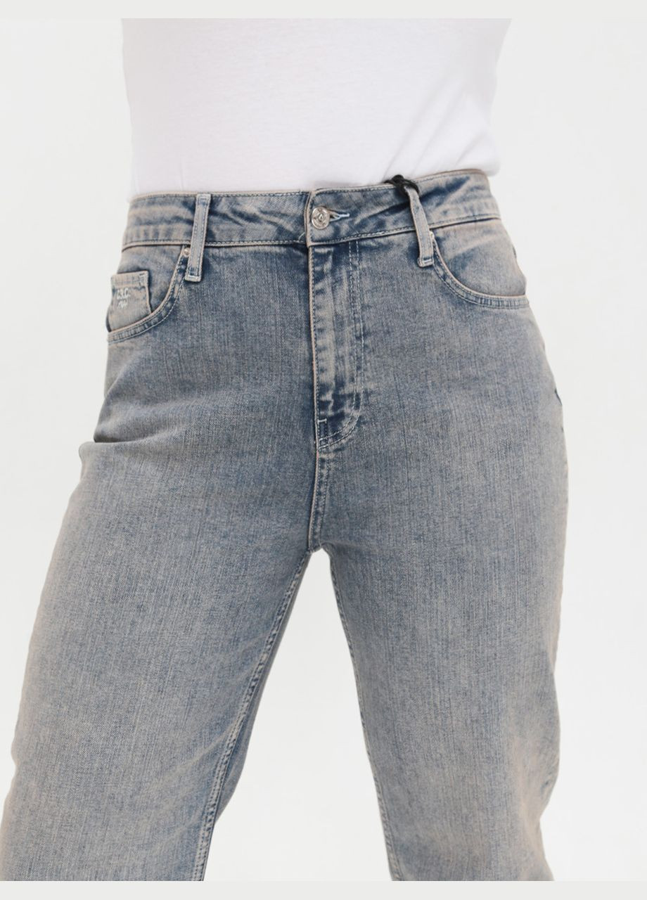 Джинсы женские грязно-синие МОМ прямые большой размер Мom regular Cracpot - (322999536)