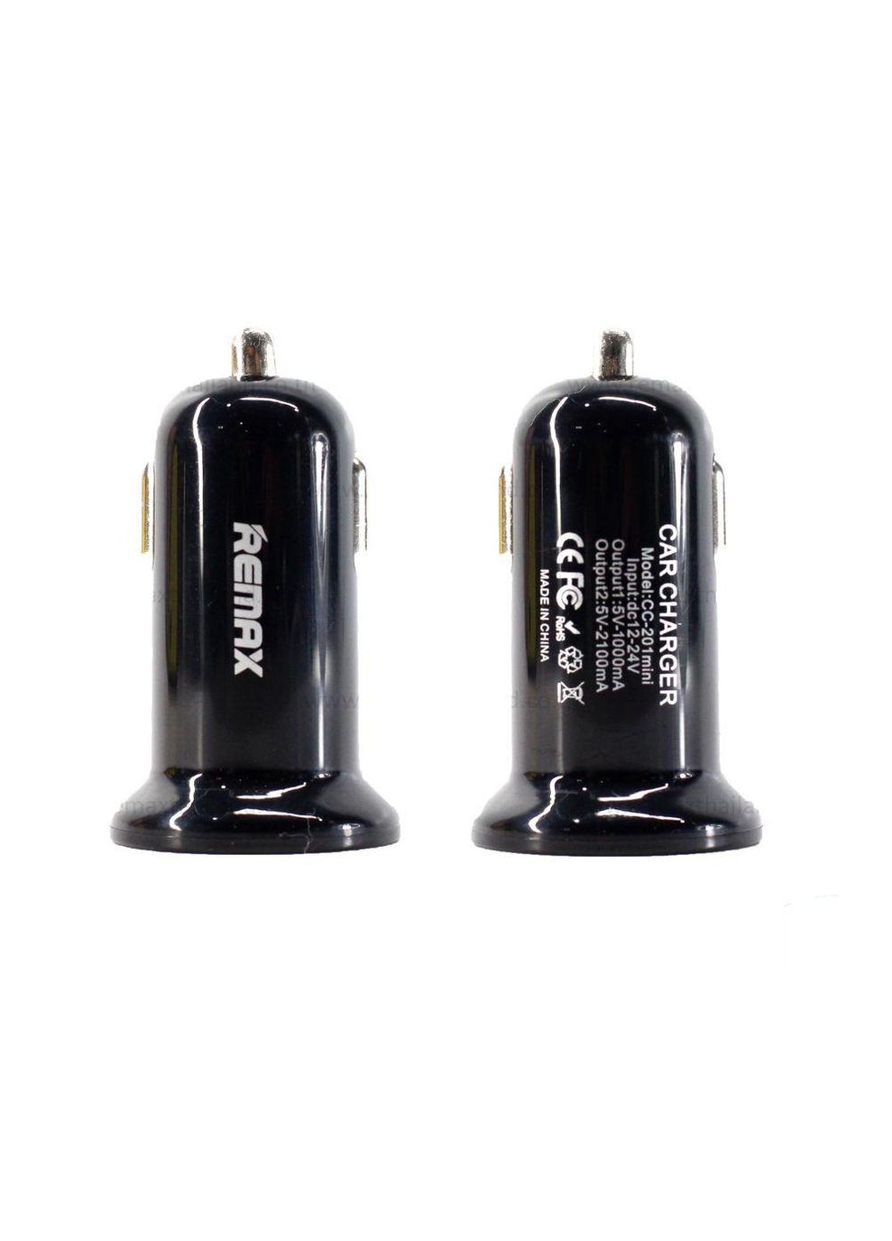 Автомобільний зарядний пристрій Mini USBx2 2.4A/1A Black Remax (293345603)