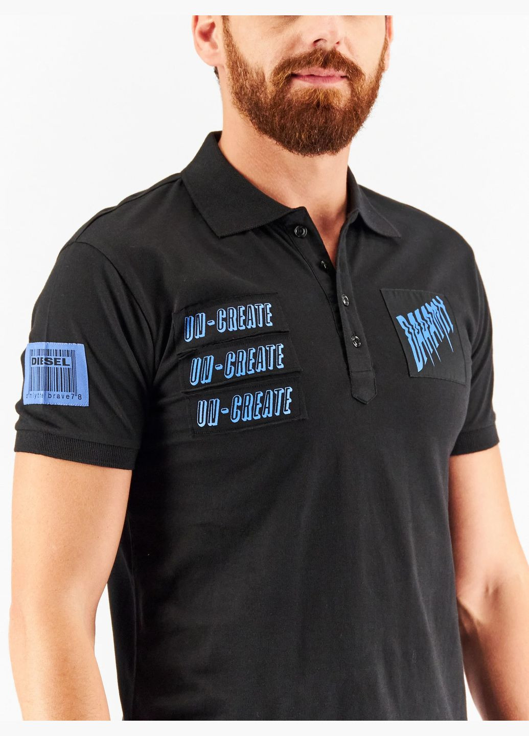 Черная футболка-поло для мужчин Diesel