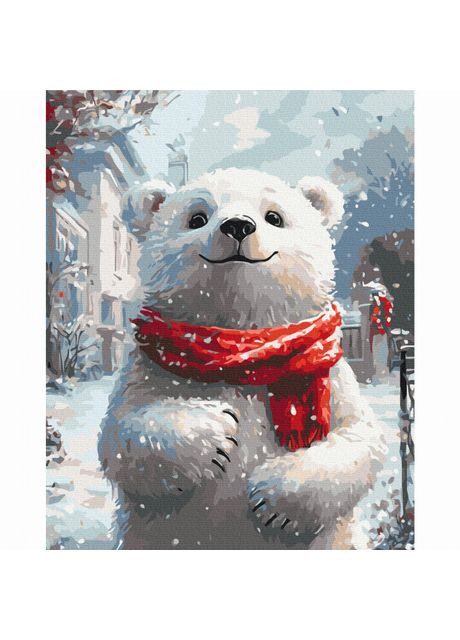 Картина по номерам Медвежонок с красным шарфом (BS54188) Brushme (370258913)
