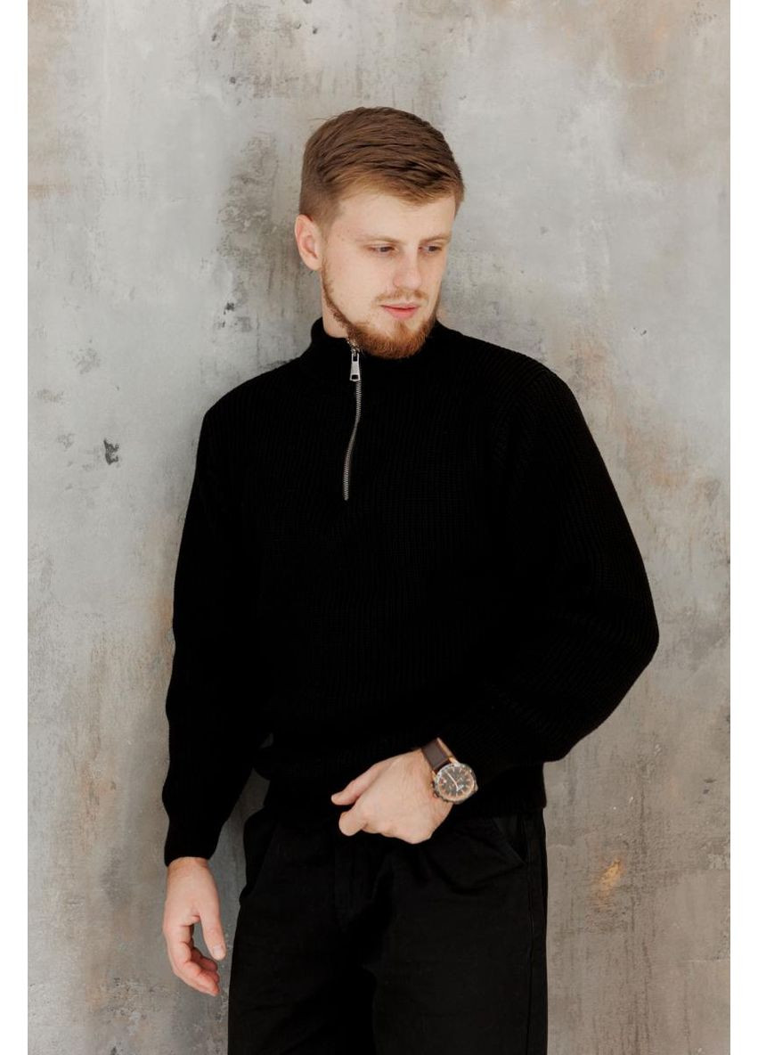 Чорний демісезонний чоловічий светр на блискавці artknit (ak38812p) Art Knit