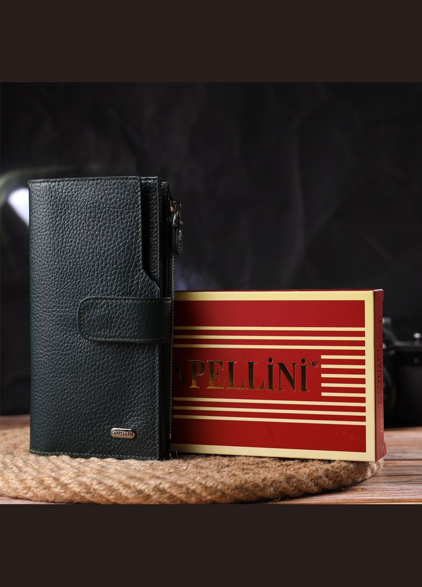 Женский большой вертикальный кошелек из натуральной кожи 21643 Зеленый Canpellini (331911063)