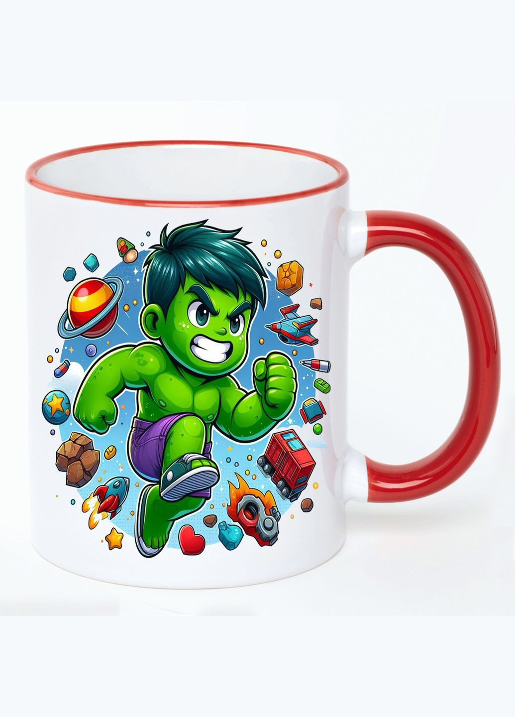 Чашка с детским рисунком (кружка, кружка) #0055 Белая с Красной ручкой 330 мл No Brand (322714782)