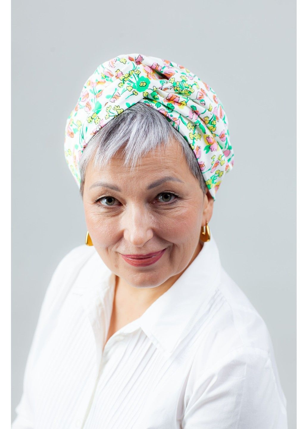 Тюрбан молочний з квітковим принтом BANDANA QUEEN (366239293)