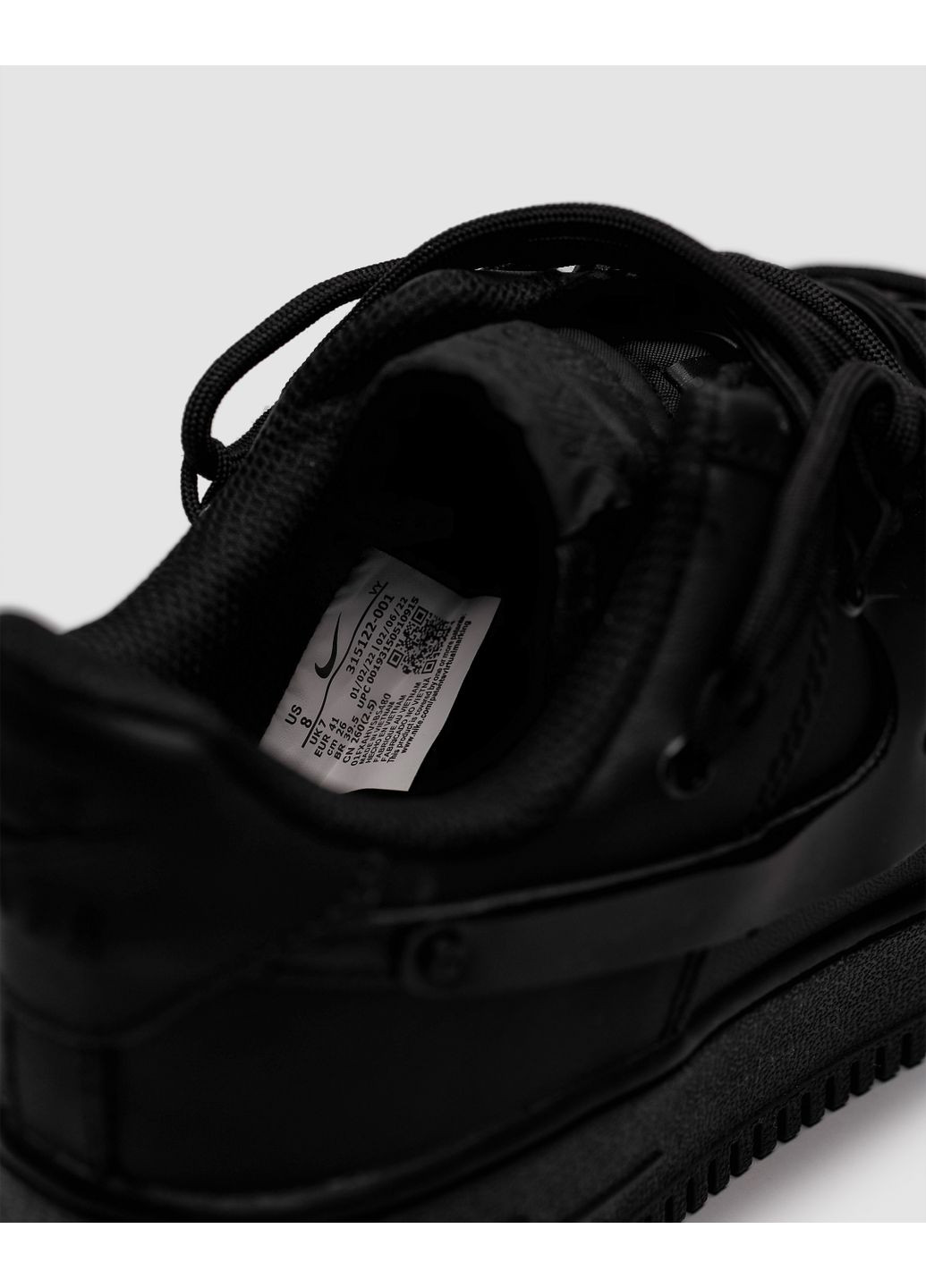 КРОССОВКИ ЖЕНСКИЕ NIKE AIR FORCE 1 LOW BLACK OFF SHOELACES CUSTOM НАЙК АИР ФОРС 1 ПРЕМИУМ No Brand чёрные демисезоны (369393965)