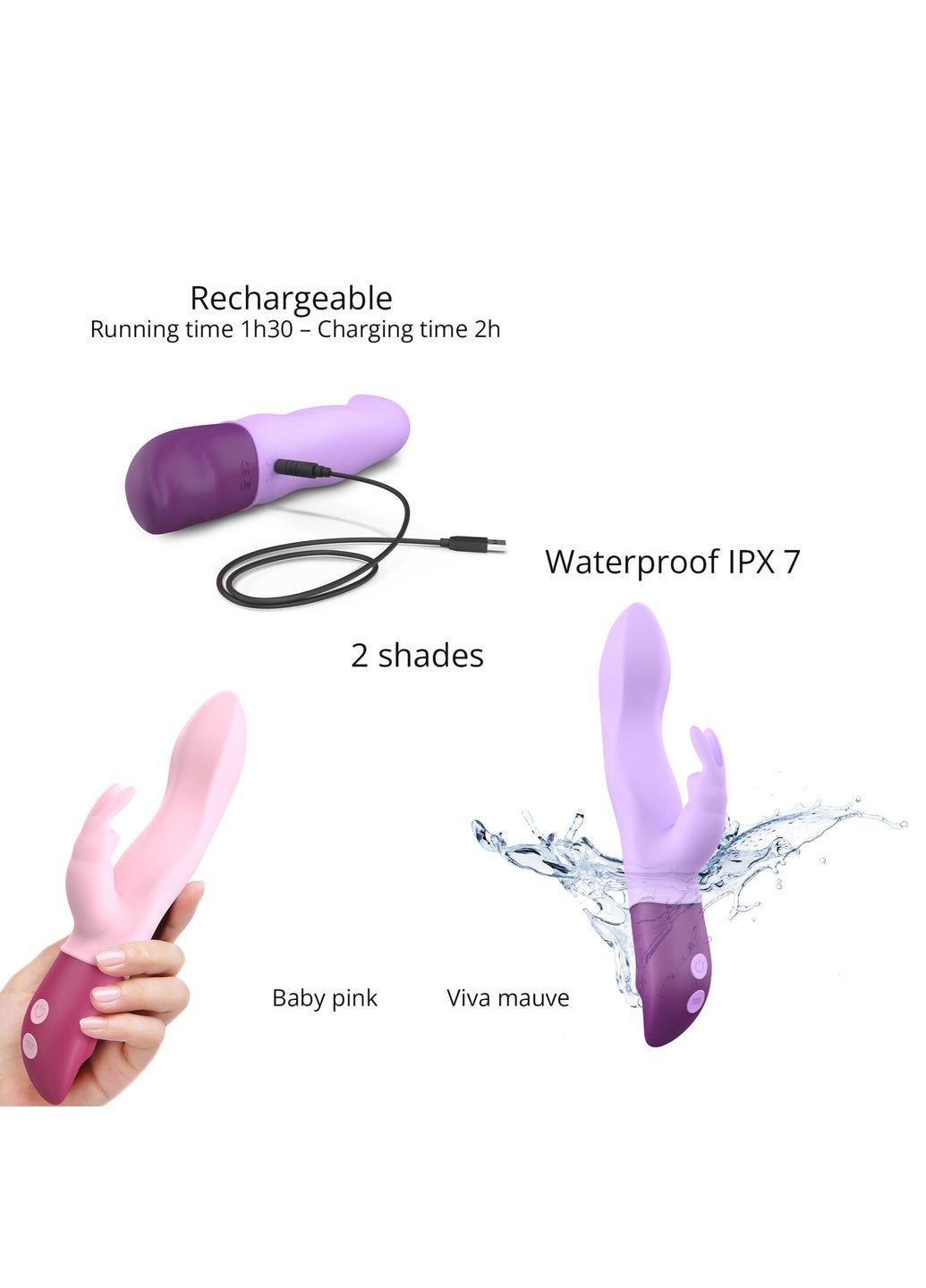 Вібратор-кролик Hello Rabbit Violet з гнучким стовбуром і стимуляцією точки G, 2 мотори Love To Love (335394487)