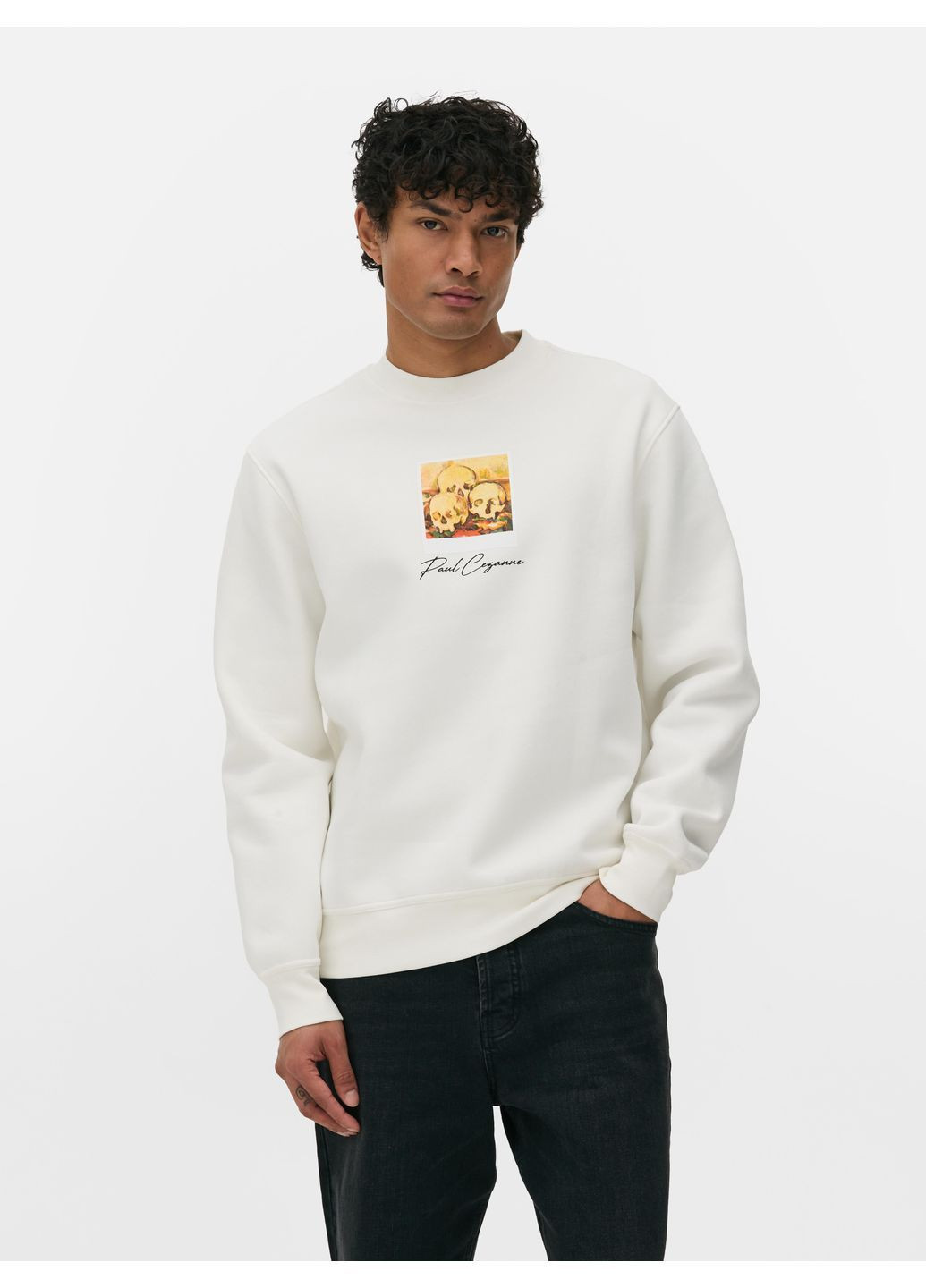 Молочний світшот фліс,молочний з принтом, Primark (368157611)