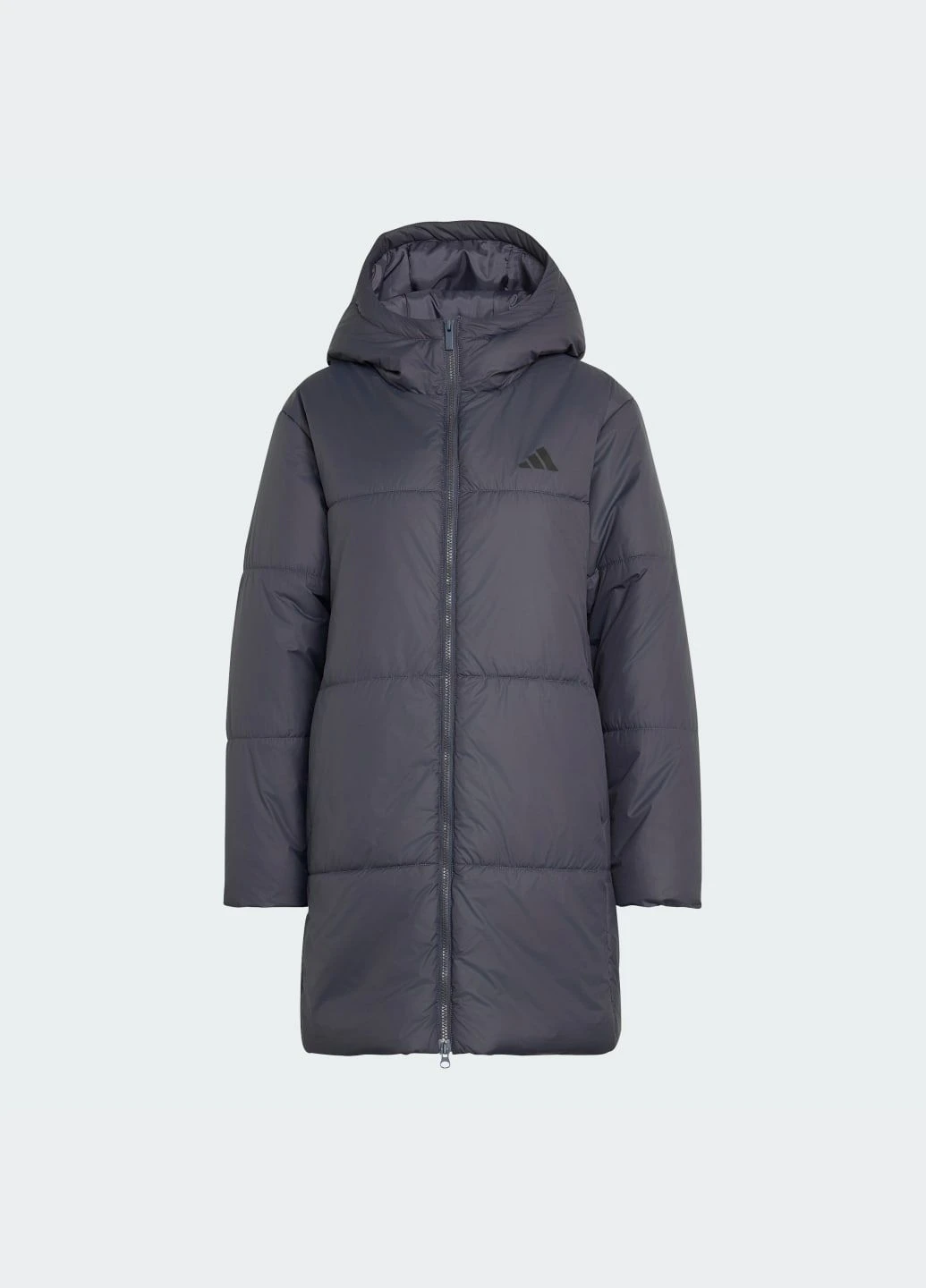Серая демисезонная куртка essentials highloft insulated long puffer adidas