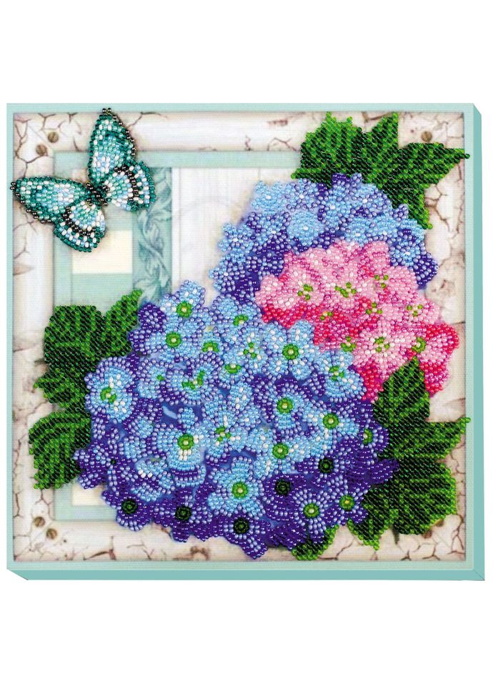 Набор-миди для вышивки бисером "Нежные гортензии" AMB-004 на натуральном холсте Abris Art (305231731)