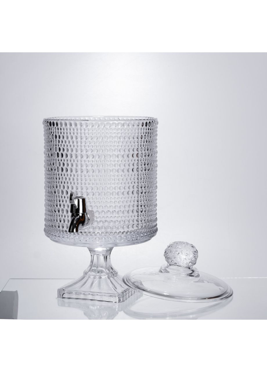 Лимонадниця з краном на підставці скляна 4.5 л лимонадник 39 см прозорий HP-19-3045-9 Yiwu (370801237)