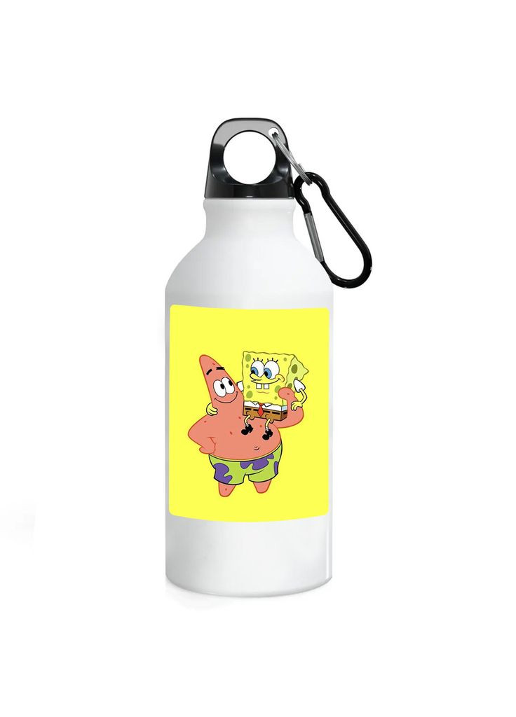 Фляга Губка Боб (пляшка) для води з карабіном 500 мл Металева (Туристична, Для кемпінгу, Для спорту) #10 500 мл Білий No Brand (323639894)