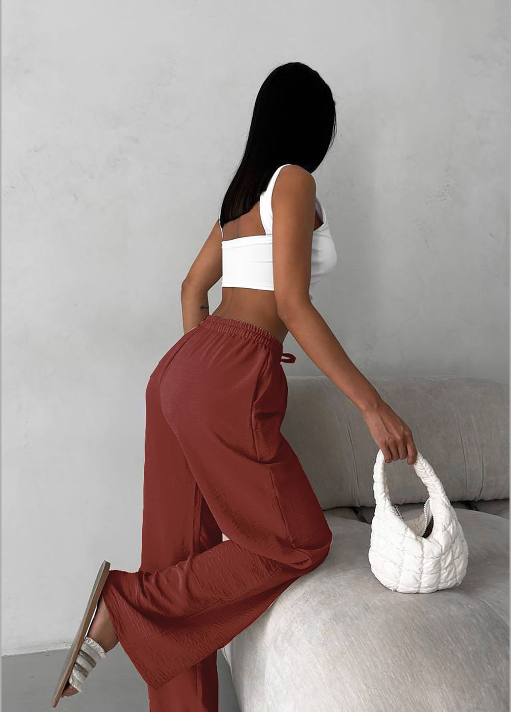 Женские легкие штаны палаццо из американской креп жатки InFashion Штани (332214191)