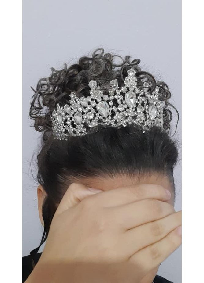 Диадема с кристаллами Сваровски, серебро No Brand (369162923)