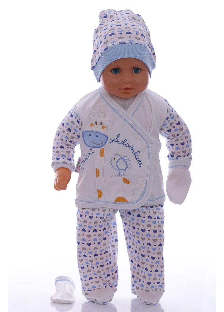 Білий демісезонний трикотажний комплект для новонародженого хлопчика в коробці bebellove блакитний 62 см (40170) BABYKROHA