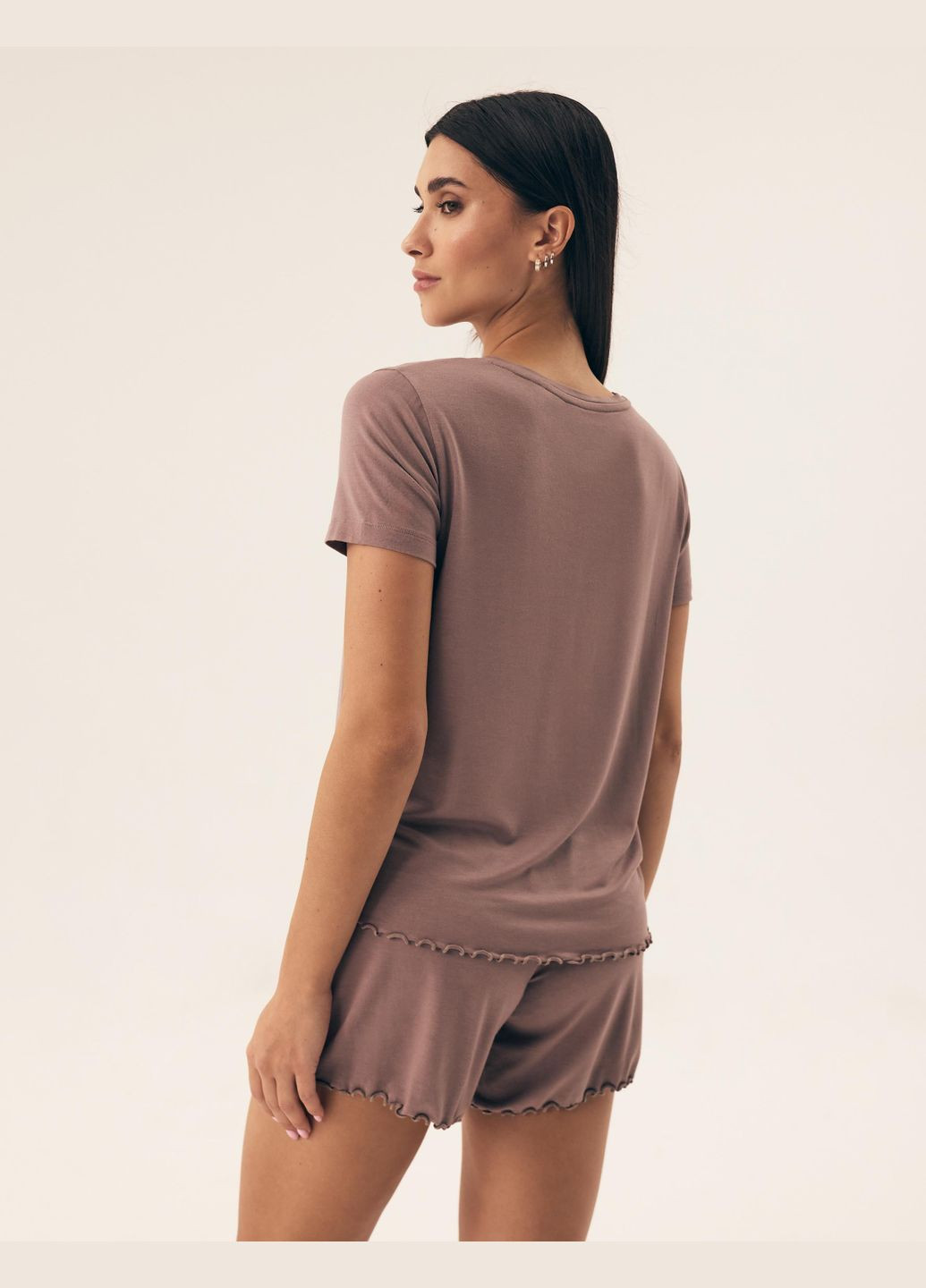 Кофейная всесезон женская пижама футболка + шорты Henderson