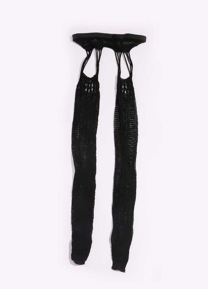 Панчохи з доступом з декором вирізами суцільний пояс із підв'язками шнурівкою No Brand Панчохи суцільним поясом шнурівкою чорні (346123699)