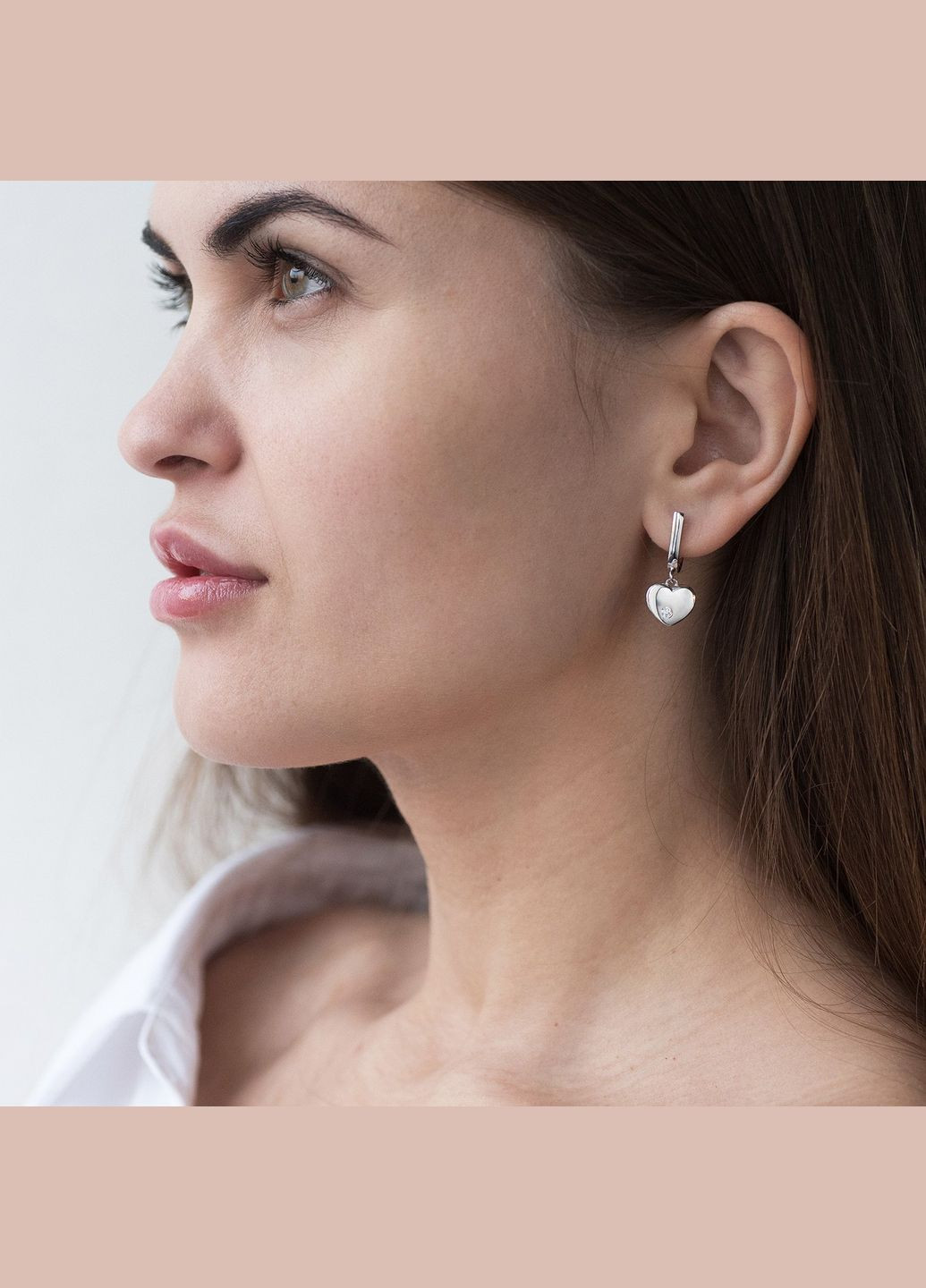 Срібні сережки Сердечка з фіанітами 122334 Oniks (264025418)