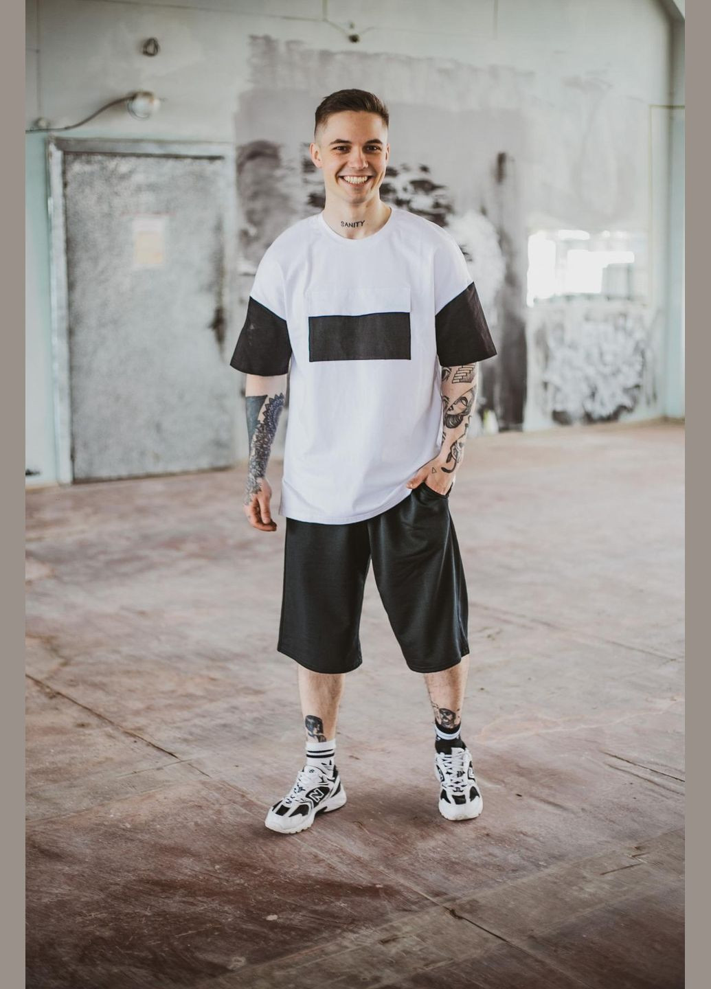 Белая 2 в 1 футболка + шорты трикотаж высокого качества No Brand