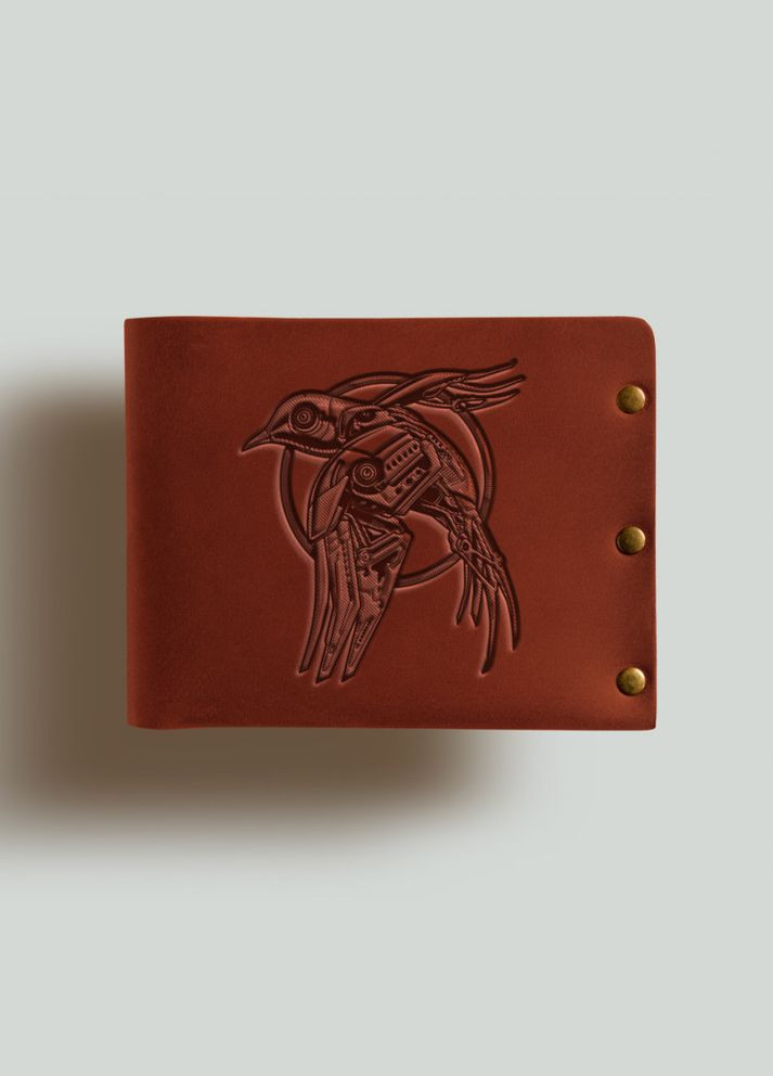 Кошелек на заклепках Стальная ласточка натуральная кожа Crazy horse с отделениями для карточек Turtle (323014703)