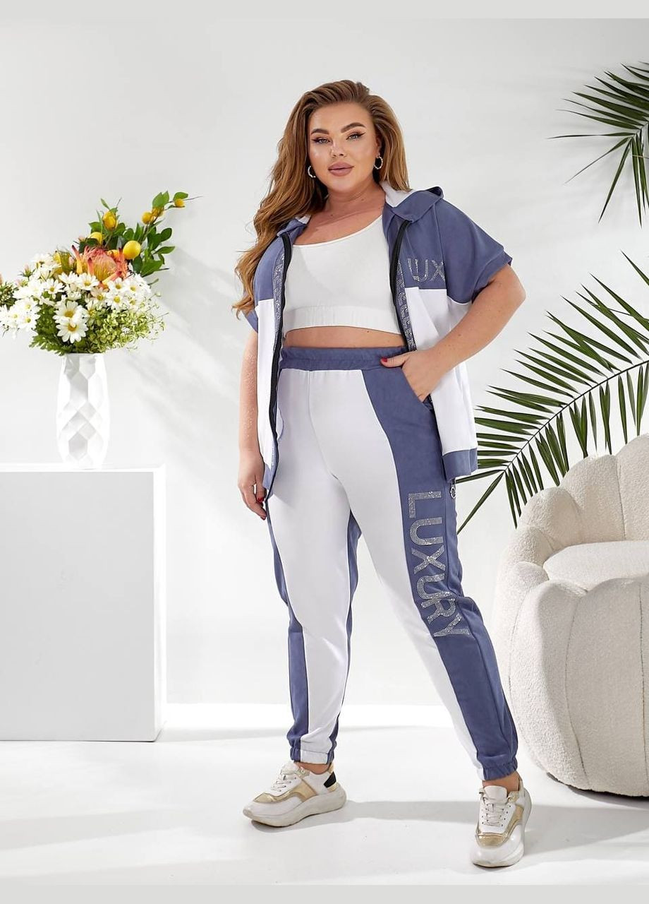 Женский прогулочный легкий костюм серо-розового цвета New Trend (328004284)