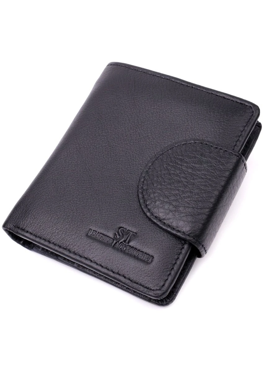 Надежный кошелек для женщин вертикального типа из натуральной кожи ST Leather Черный Верховинка 22451 (398293450)