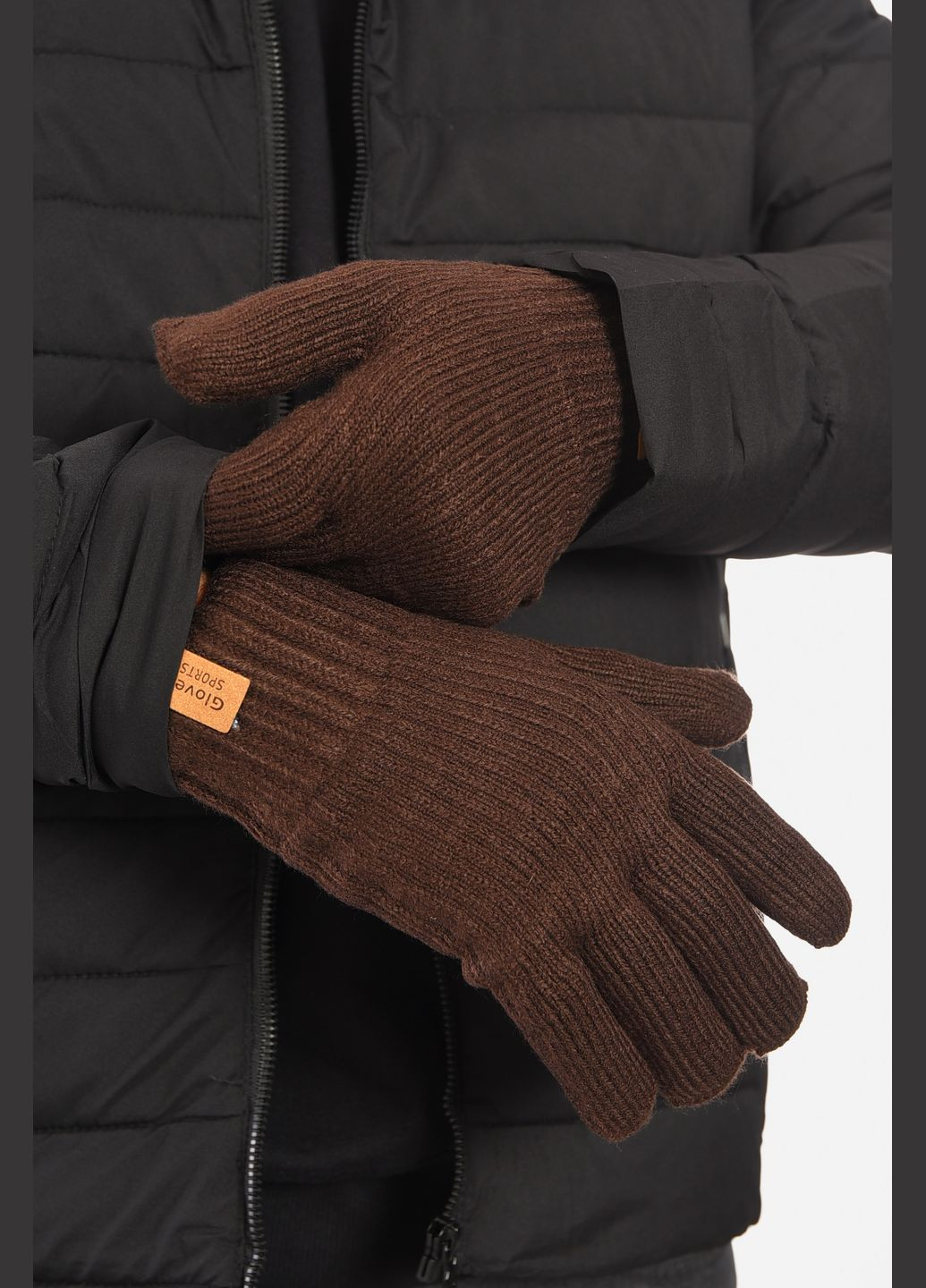 Перчатки мужские акриловые утепленные коричневого цвета Let's Shop (307791493)