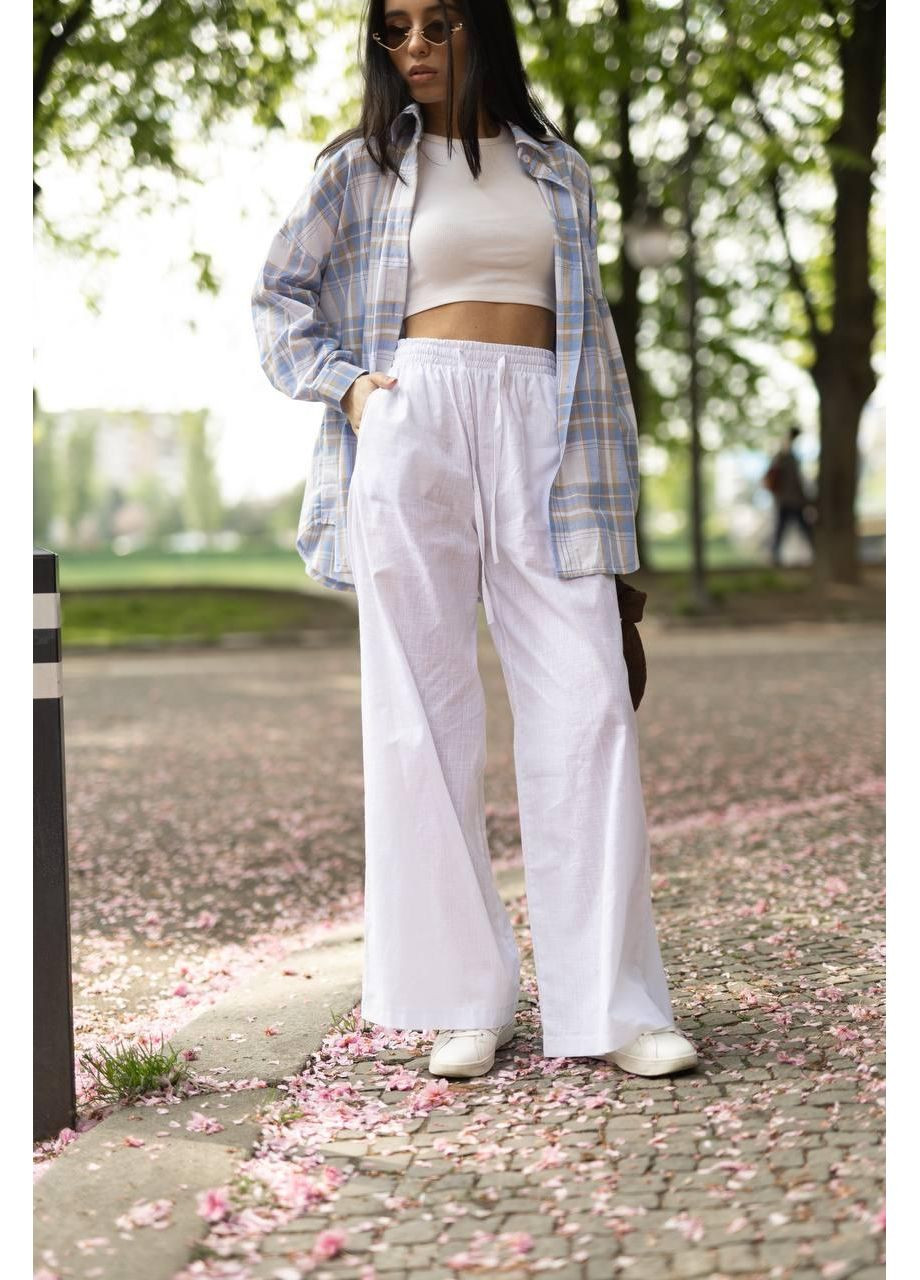 Голубой повседневный рубашка в клетку No Brand с длинным рукавом