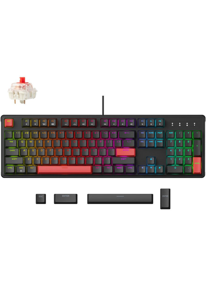 Клавиатура механическая X3 104Key, Red, USB-A, QMK/VIA, Hot-Swap, EN/UKR, RGB, черный Lemokey (330032721)