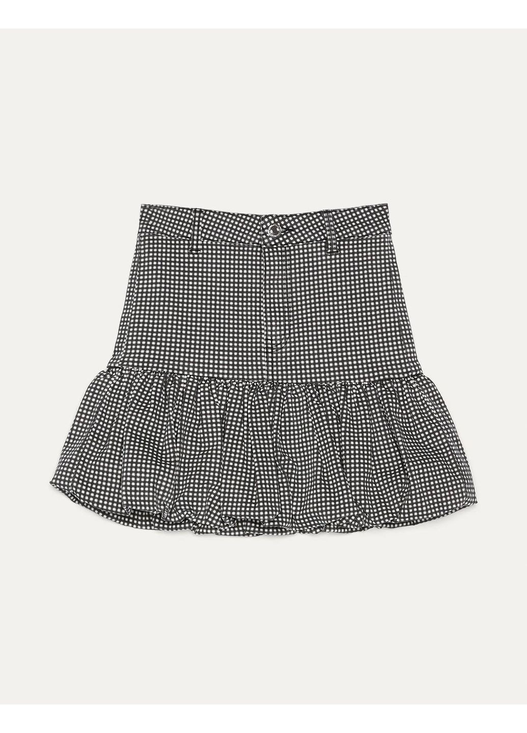 Черная юбка демисезон,черный-белый в клетку, Bershka