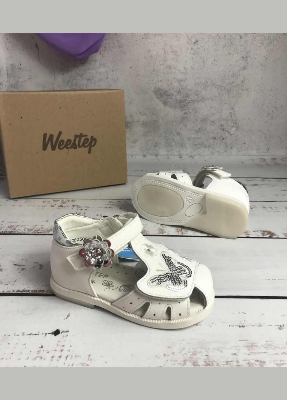 Белые босоножки детские для девочки белый (551) Weestep с бисером