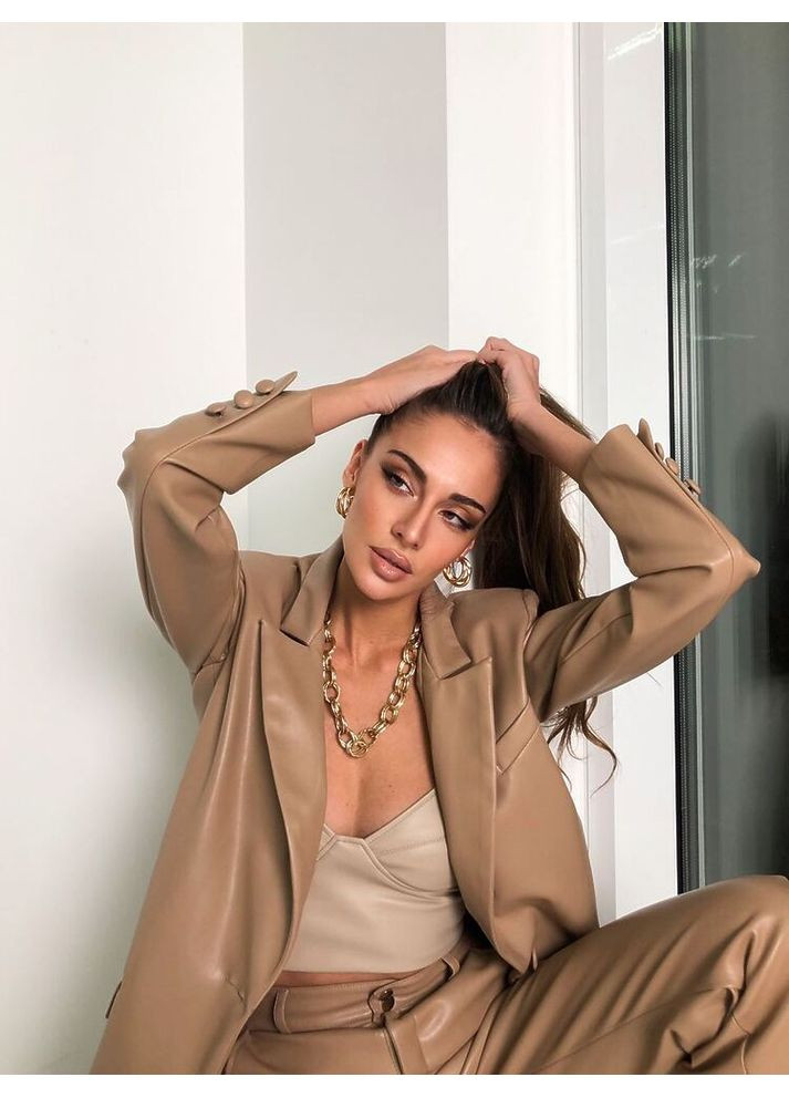 Жіночий топ з екошкіри FUROR на бретелях (mil392) milirud (369165501)