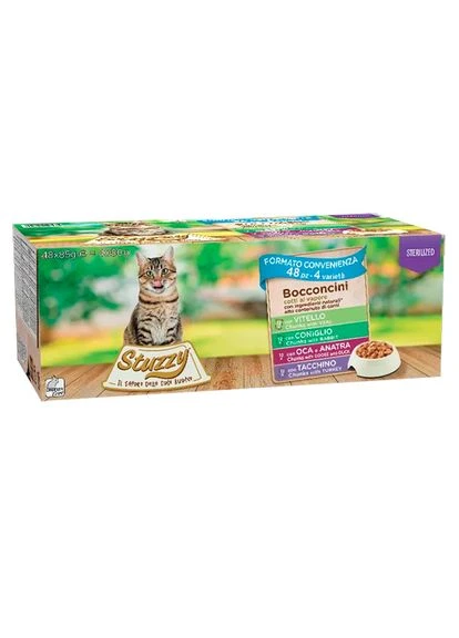 Вологий корм для стерилізованих котів Cat Sterilized Multipack (Телятина, Кролик, Гусак+Качка, Індичка) 4.08 кг Stuzzy (308752500)