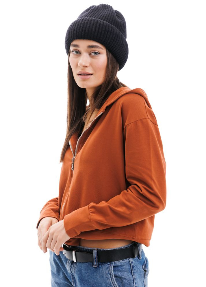 Помаранчевий толстовка жіноча на блискавці темно-теракотова Arjen (294906790)